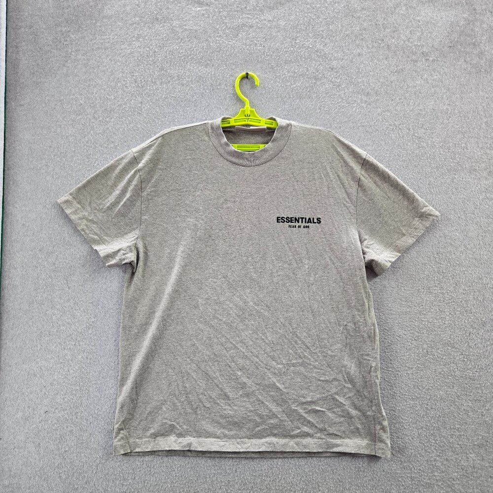 Fear Of God Essentials Men Shirt S Gray Logo Short Sleeve